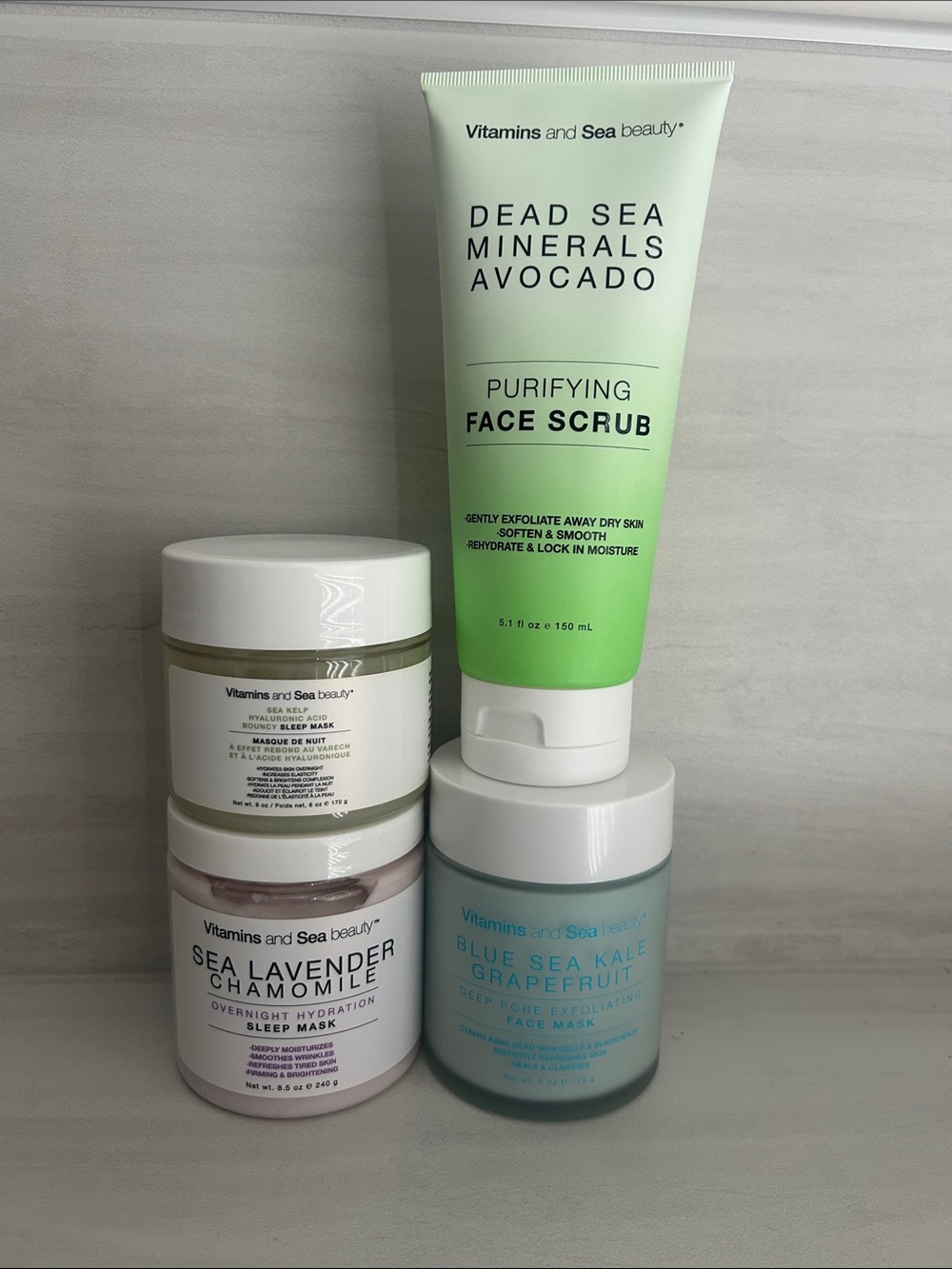 Dead sea minerals face scrub, face mask, sleep mask bundle VITAMINS & SEA BEAUTY